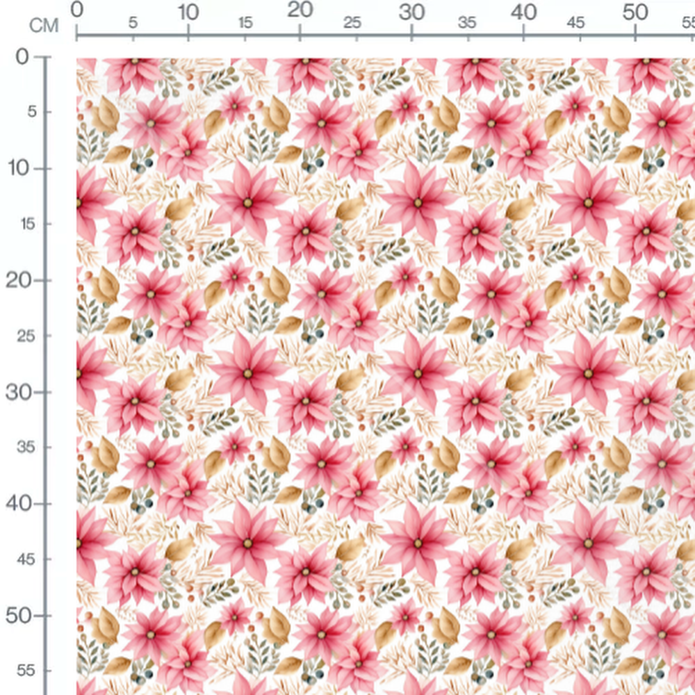 Tissu - fleurs roses