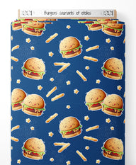 Tissu - Burgers souriants et étoiles