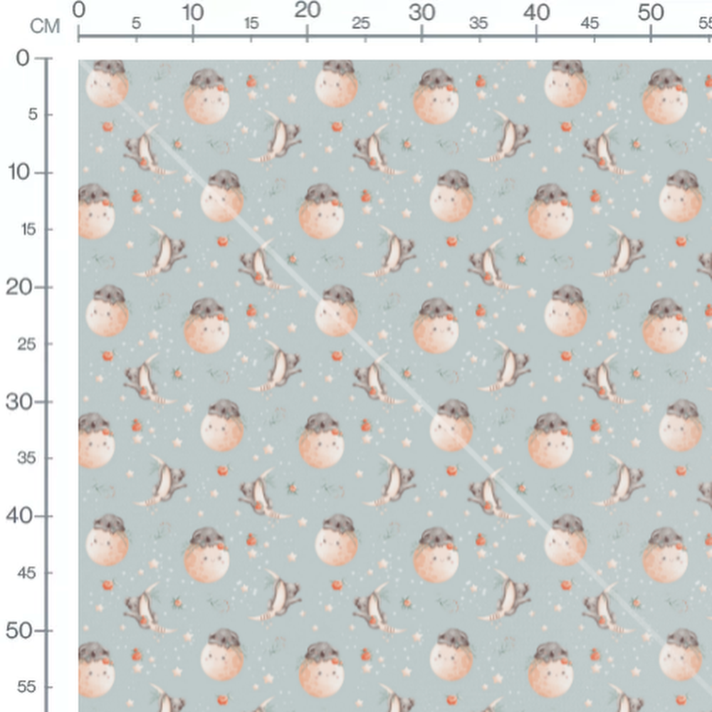 Tissu - Koalas et lunes souriantes