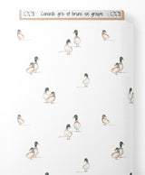 Tissu - Canards gris et bruns en groupe