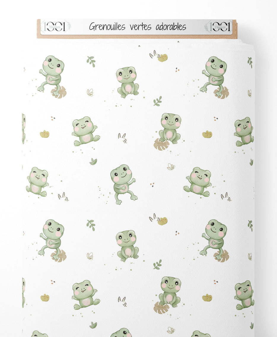 Tissu - Grenouilles vertes adorables