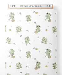 Tissu - Grenouilles vertes adorables