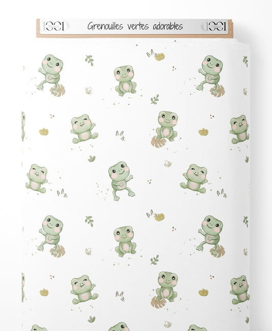 Tissu - Grenouilles vertes adorables