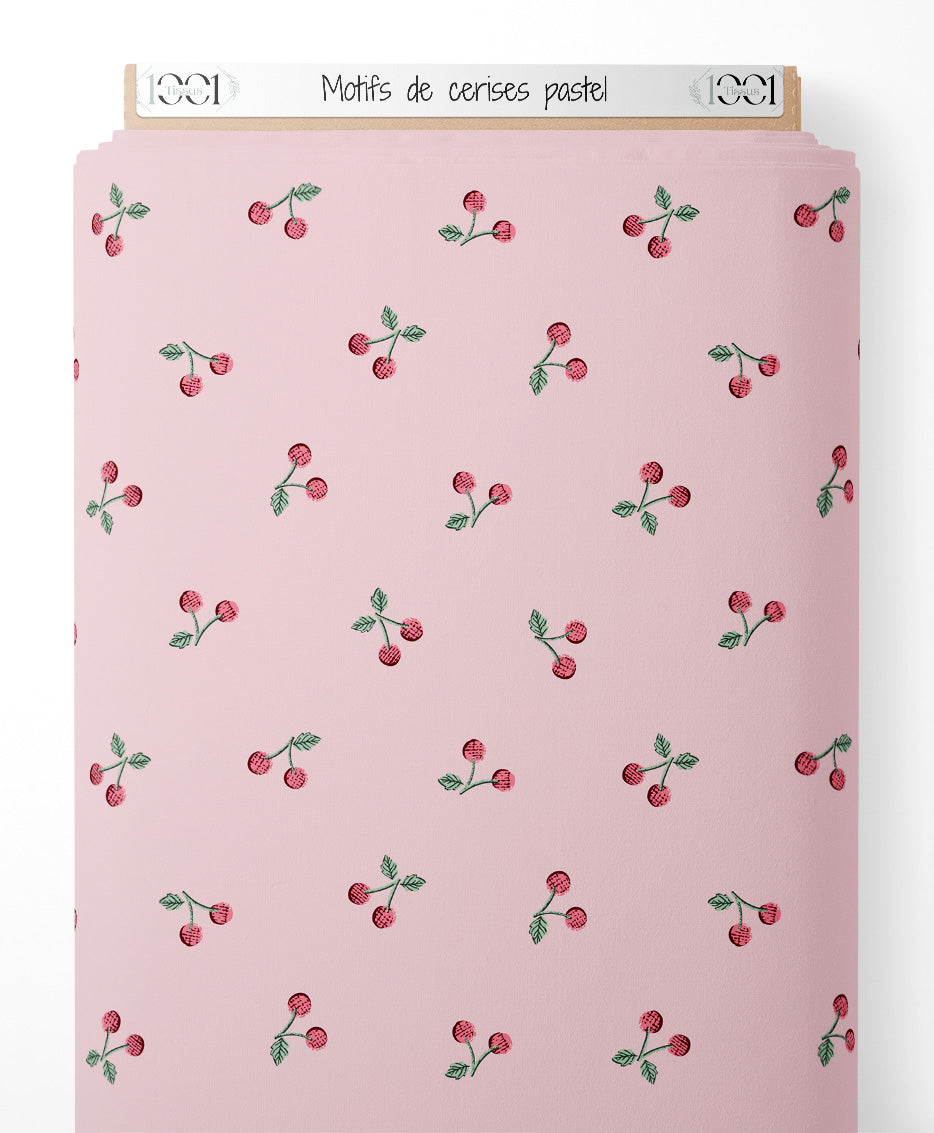 Tissu - Motifs de cerises pastel