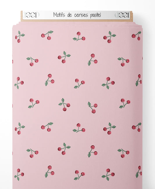 Tissu - Motifs de cerises pastel