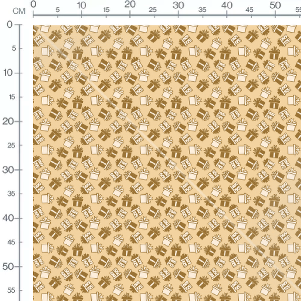 Tissu - Cadeaux sur fond beige