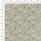 Tissu - Fleurs beige et vert éparses