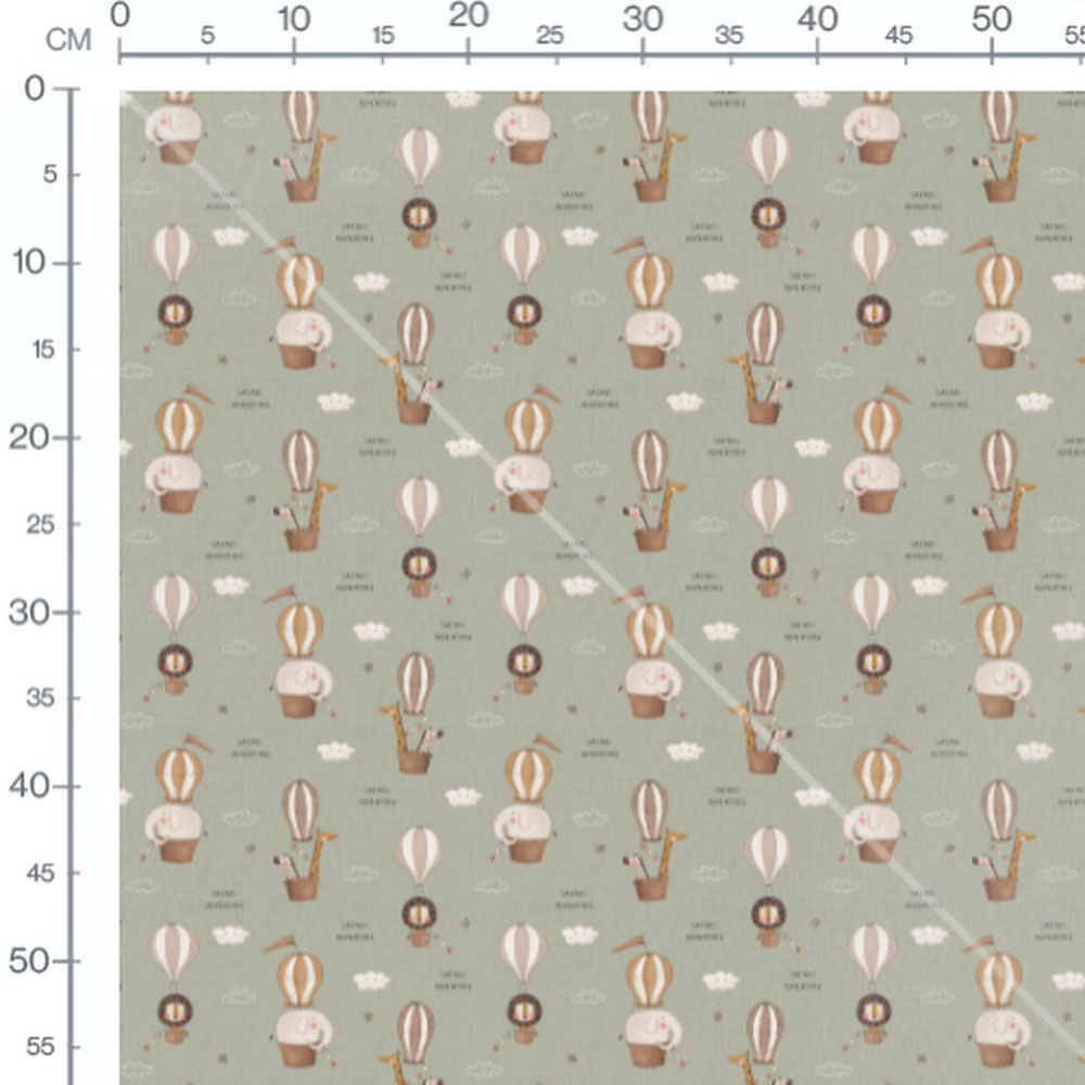 Tissu - Fleurs beige et vert éparses