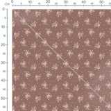 Tissu - Fleurs roses sur fond brun