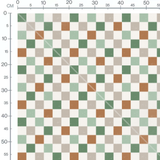 Tissu - Carreaux rétro verts et beige