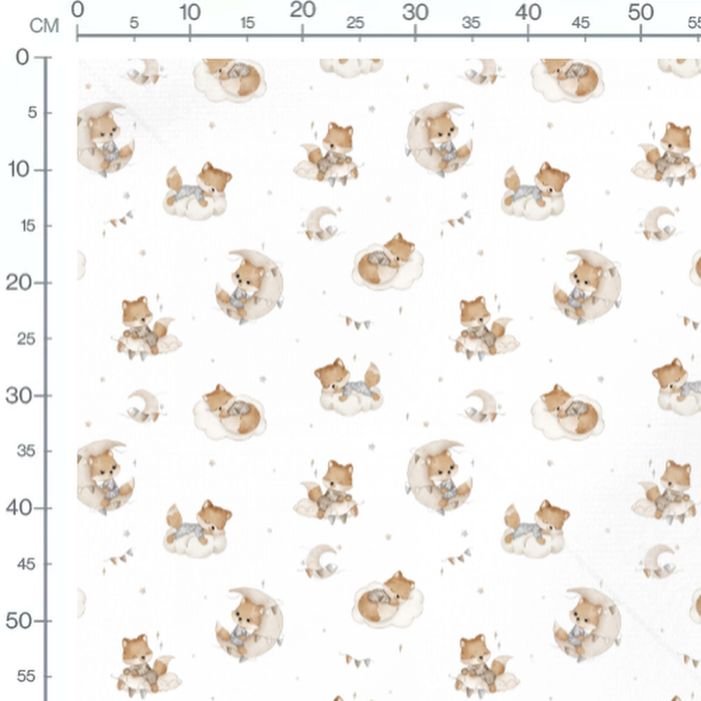 Tissu - Renards en pyjama pastel