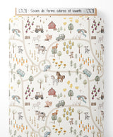 Tissu - Scène de ferme colorée et vivante