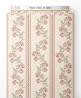 Tissu - Fleurs roses et lianes