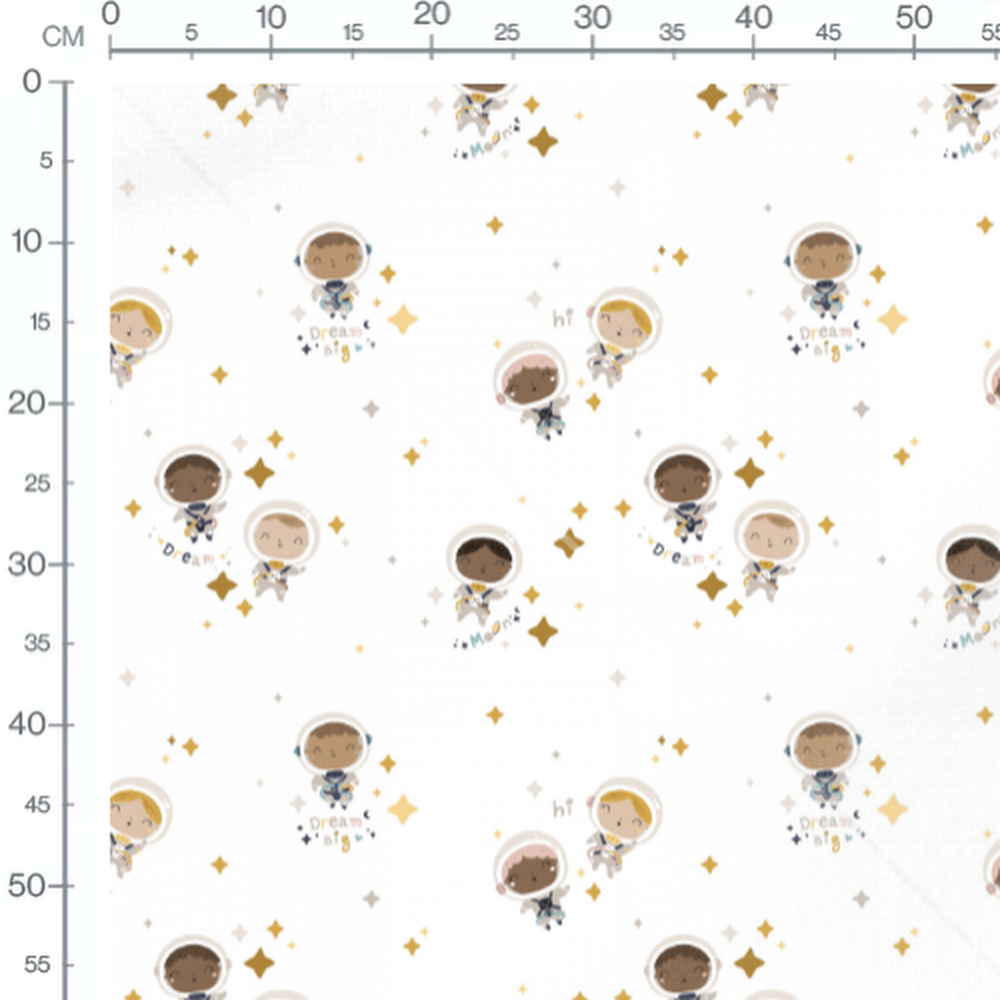 Tissu - Astronautes et étoiles dorées