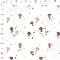 Tissu - Astronautes et étoiles dorées