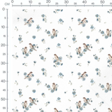 Tissu - Oiseaux bruns sur fond blanc
