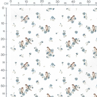 Tissu - Oiseaux bruns sur fond blanc