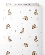 Tissu - Ours assis et feuillage clair