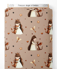 Tissu - Princesse, dragon et libellules