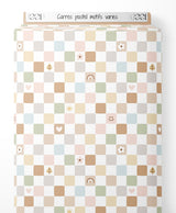 Tissu - Carrés pastel motifs variés