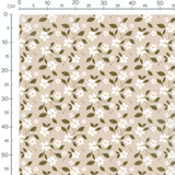 Tissu - Fleurs blanches et feuilles vertes 4