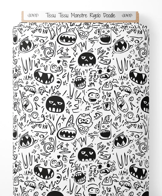 Tissu - Tissu Monstre Rigolo Doodle