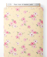 Tissu - Fleurs roses et blanches pastel