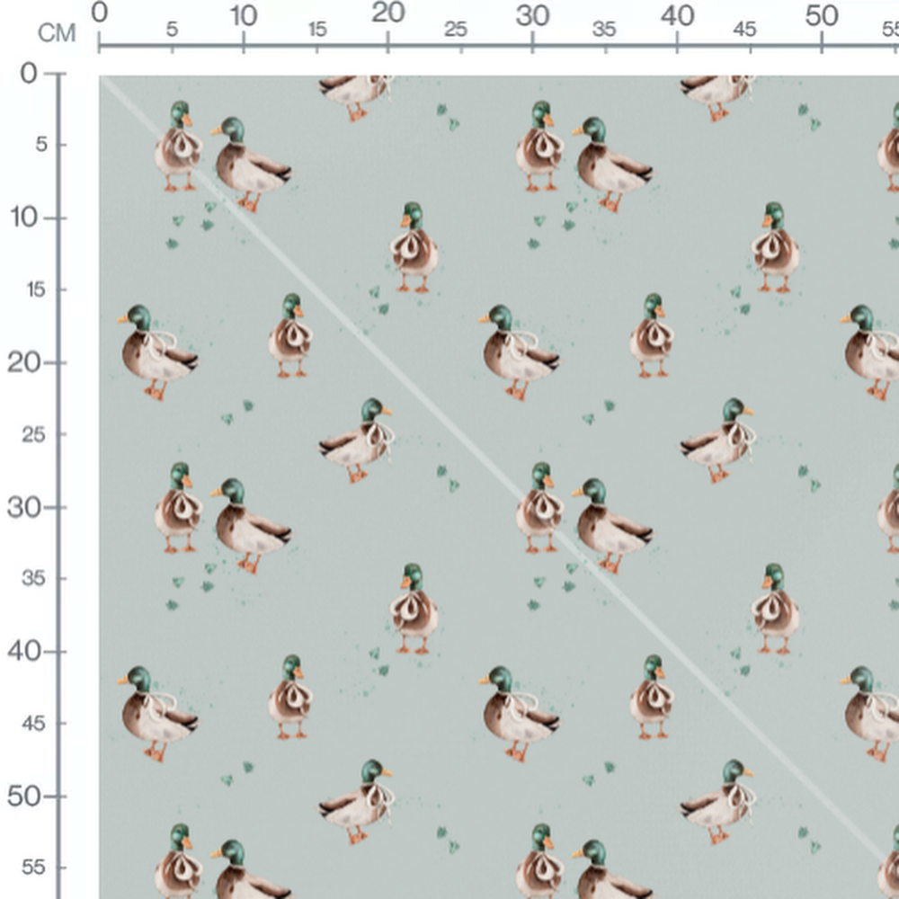 Tissu - Canards bruns sur bleu clair