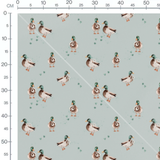 Tissu - Canards bruns sur bleu clair