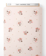 Tissu - Souris couronnées roses