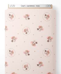 Tissu - Souris couronnées roses