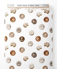 Tissu - Donuts bruns et blancs variés