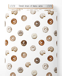 Tissu - Donuts bruns et blancs variés