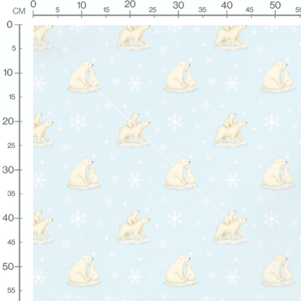 Tissu - Ours blancs sur fond bleu clair