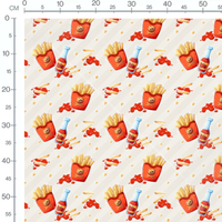 Tissu - Frites et ketchup dessinés