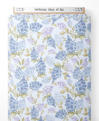 Tissu - Hortensias bleus et lilas