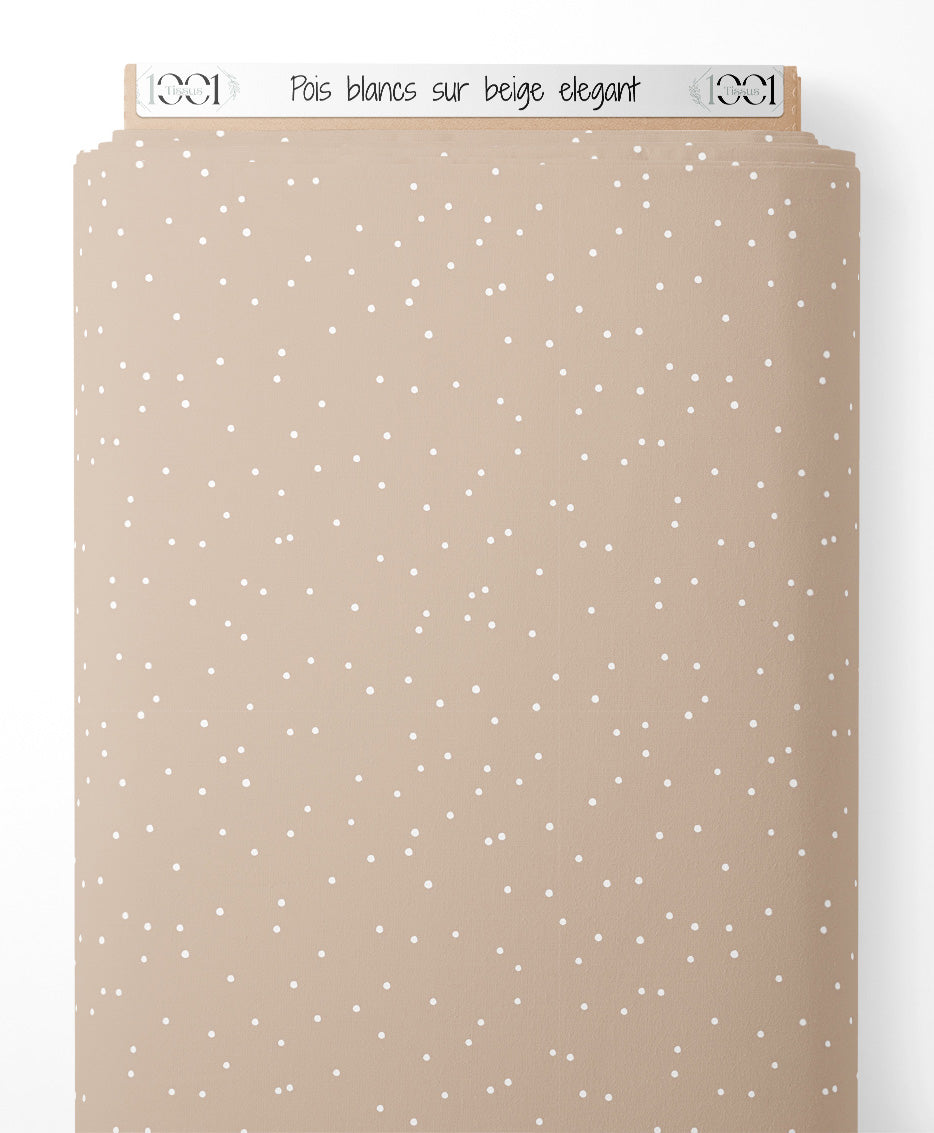 Tissu - Pois blancs sur beige élégant
