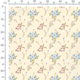Tissu - Fleurs bleues et roses légères