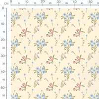 Tissu - Fleurs bleues et roses légères
