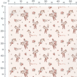Tissu - Lapins cavaliers et roses