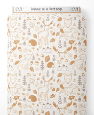 Tissu - Animaux de la forêt beige