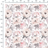 Tissu - Fleurs roses et grises