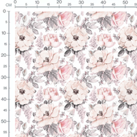 Tissu - Fleurs roses et grises