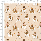 Tissu - Enfants cowboys sur chevaux