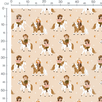 Tissu - Enfants cowboys sur chevaux