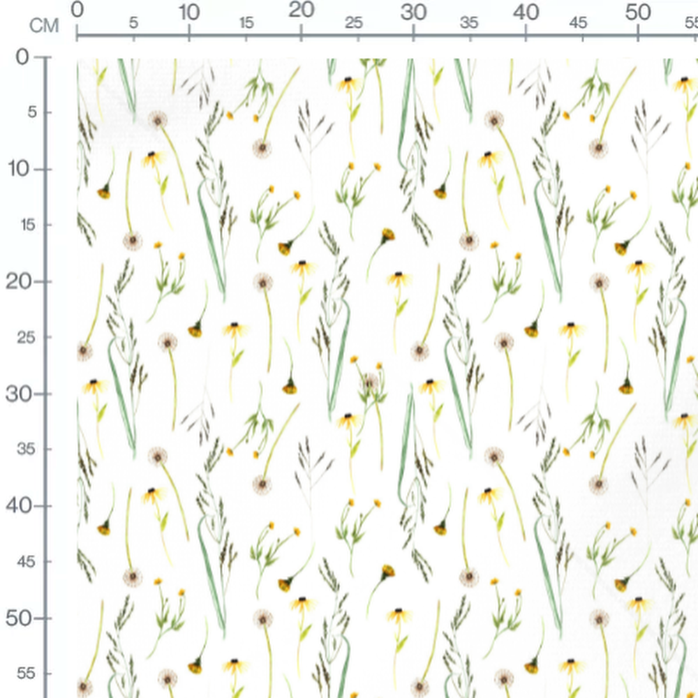 Tissu - Fleurs jaunes et blanches