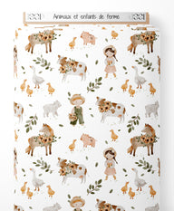 Tissu - Animaux et enfants de ferme