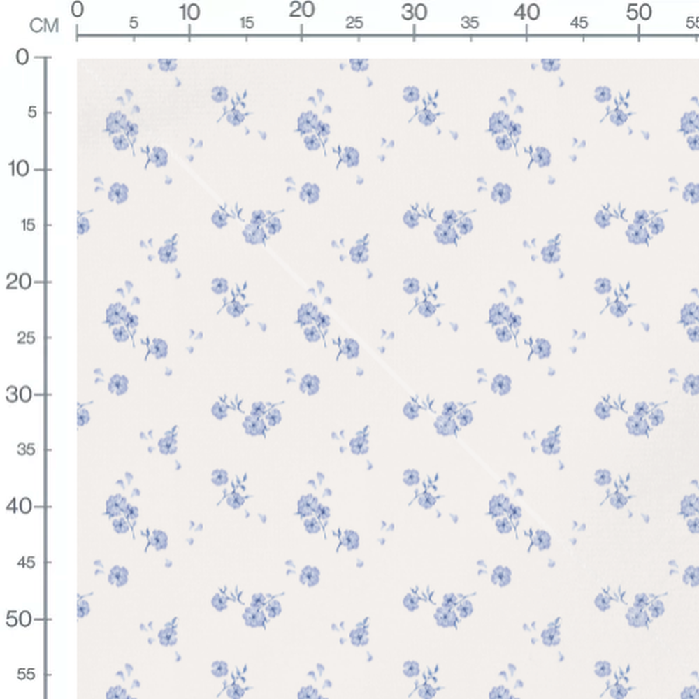 Tissu - Fleurs bleues et pétales isolés