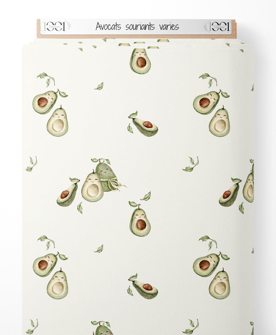 Tissu - Avocats souriants variés