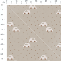 Tissu - Voitures blanches et pois